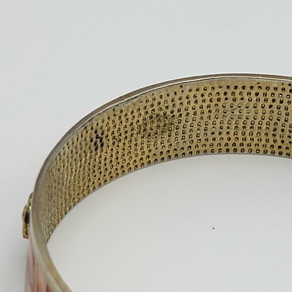 Coach Est. 1941 Logo Enamel Bangle Bracelet Red & Pink Enamel Gold Tone 8 inch - Picture 7 of 10